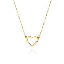 Naszyjnik z żółtego złota z diamentami serce 0,015ct The Diamonds BC-26