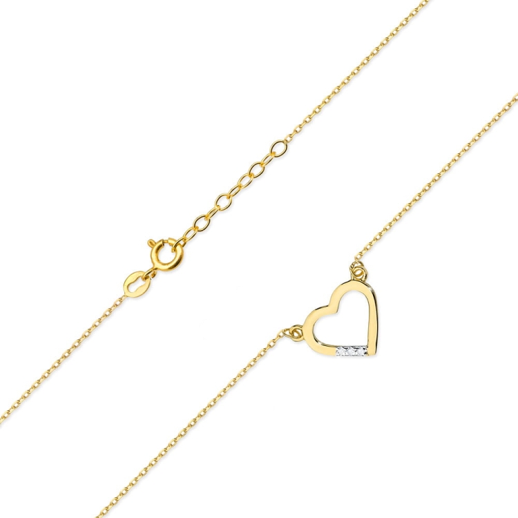 Naszyjnik z żółtego złota z diamentami serce 0,015ct The Diamonds BC-26