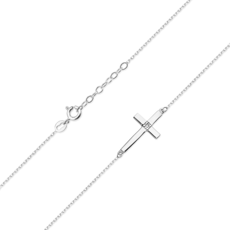 Przejdź do produktu Naszyjnik z białego złota z diamentem 0,005ct krzyż  The Diamonds