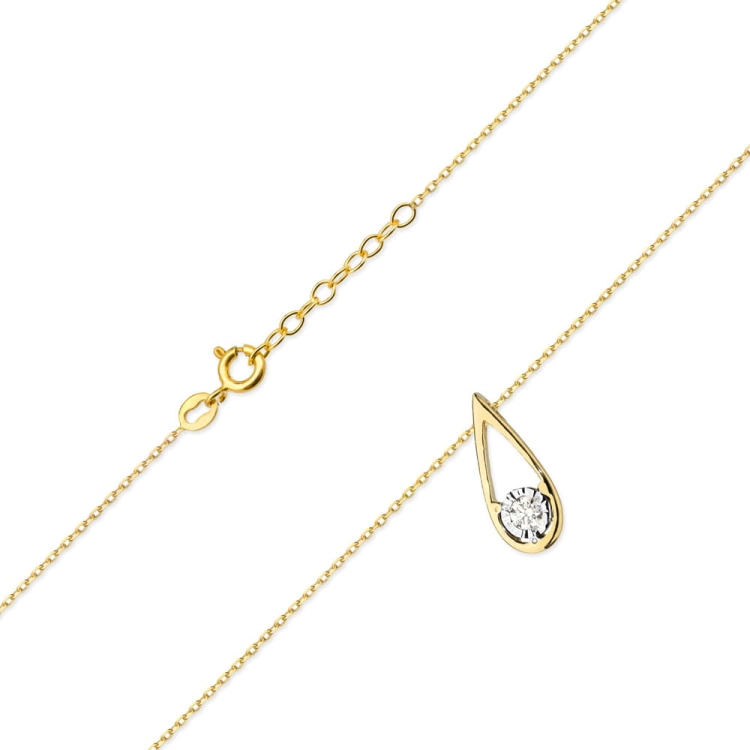 Naszyjnik z żółtego złota z diamentem 0,08ct The Diamonds BC-30