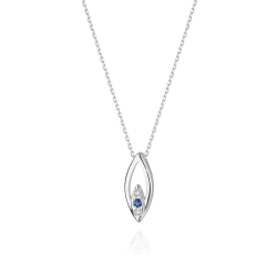 Naszyjnik z białego złota z szafirem i diamentami 0,03ct The Diamonds BC-31-szafir-b