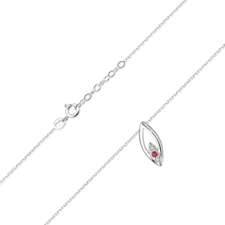 Naszyjnik z białego złota z rubinem i diamentami 0,03ct The Diamonds BC-31-rubin-b