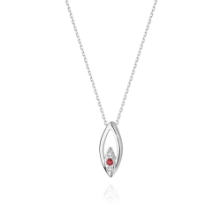 Naszyjnik z białego złota z rubinem i diamentami 0,03ct The Diamonds BC-31-rubin-b