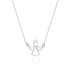 Naszyjnik z białego złota z diamentem 0,0145ct aniołek The Diamonds BC-44-b