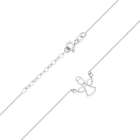 Przejdź do produktu Naszyjnik z białego złota z diamentem 0,0145ct aniołek The Diamonds 