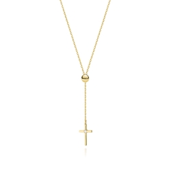 Naszyjnik z żółtego złota z diamentem 0,0145ct krzyżyk The Diamonds BC-65