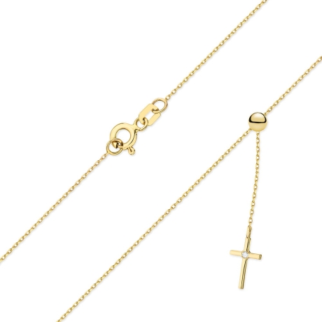 Przejdź do produktu Naszyjnik z żółtego złota z diamentem 0,0145ct krzyżyk The Diamonds