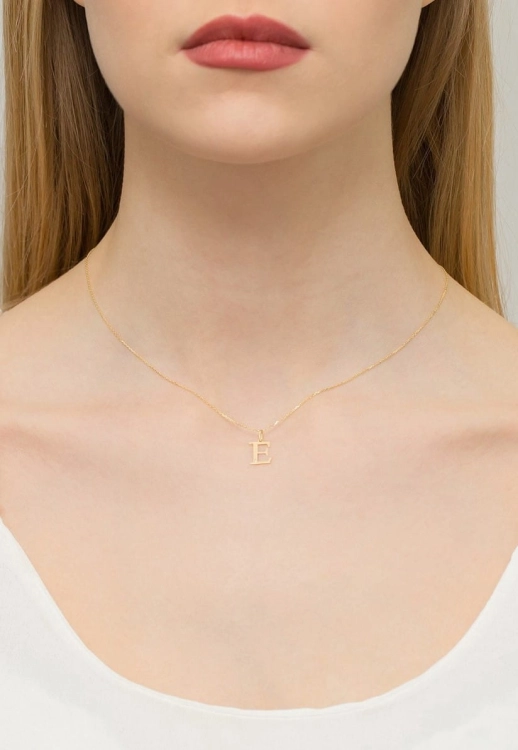 Naszyjnik z żółtego złota z diamentem 0,005ct mała literka E The Diamonds BC-69-E