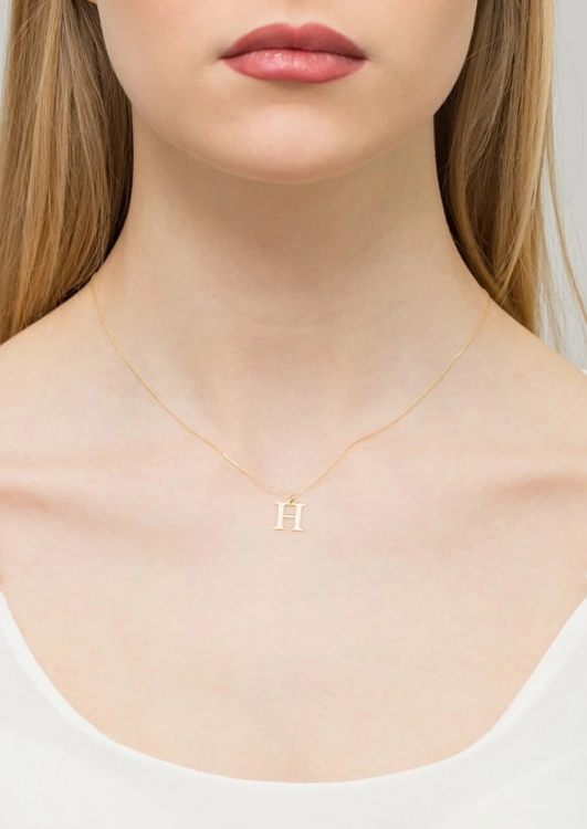 Naszyjnik z żółtego złota z diamentem 0,005ct mała literka H The Diamonds BC-69-mała-H