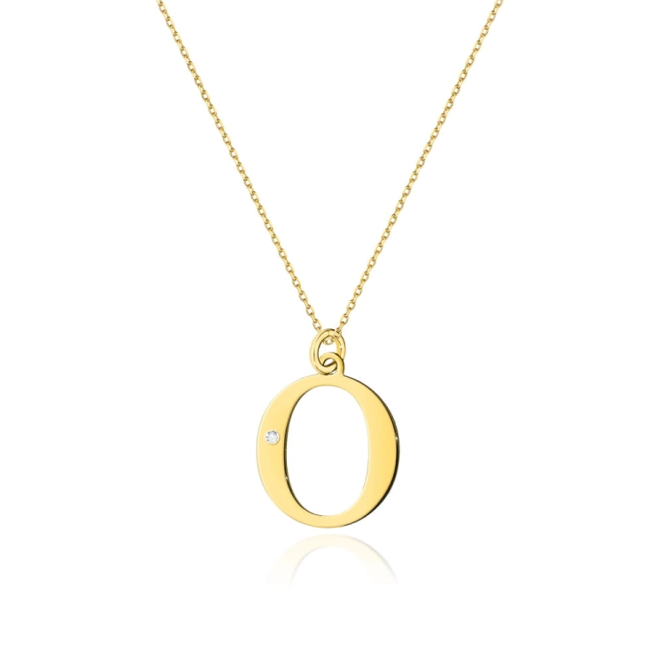 Naszyjnik z żółtego złota z diamentem 0,005ct mała literka O The Diamonds BC-69-mała-O