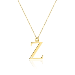 Naszyjnik z żółtego złota z diamentem 0,005ct mała literka Z The Diamonds BC-69-mała-Z