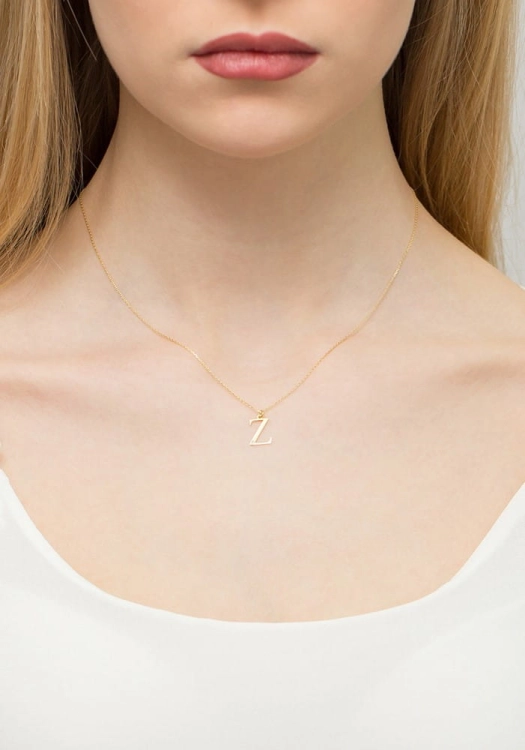 Naszyjnik z żółtego złota z diamentem 0,005ct mała literka Z The Diamonds BC-69-mała-Z
