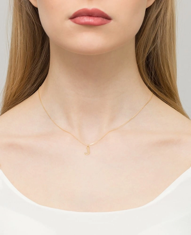 Naszyjnik z żółtego złota z diamentem 0,005ct mała literka J The Diamonds BC-69-mała-J
