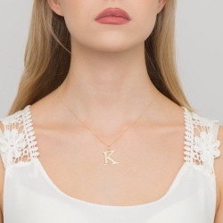 Naszyjnik z żółtego złota z diamentem 0,005ct duża litera K The Diamonds CB-70-K