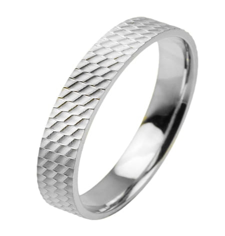 Obrączka modułowa z białego złota płaska 4mm Modular M013-4mm-b