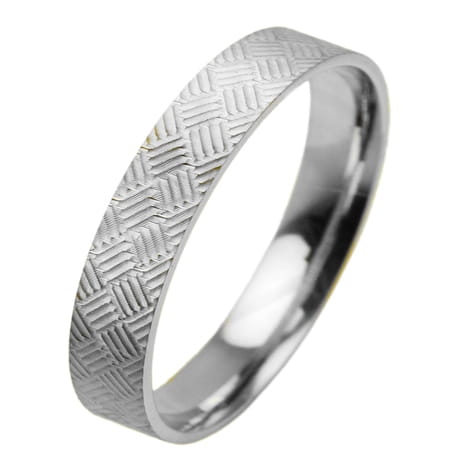 Obrączka modułowa z białego złota płaska 4mm Modular M006-4mm-b