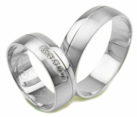 Przejdź do produktu Obrączki ślubne z białego złota półokrągłe z cyrkoniami 6mm Glamour