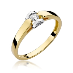 Pierścionek zaręczynowy z żółtego złota z diamentem 0,09ct Fire Of Love BW-320-0,09ct