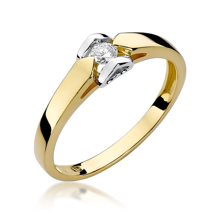 Pierścionek zaręczynowy z żółtego złota z diamentem 0,09ct Fire Of Love BW-320-0,09ct