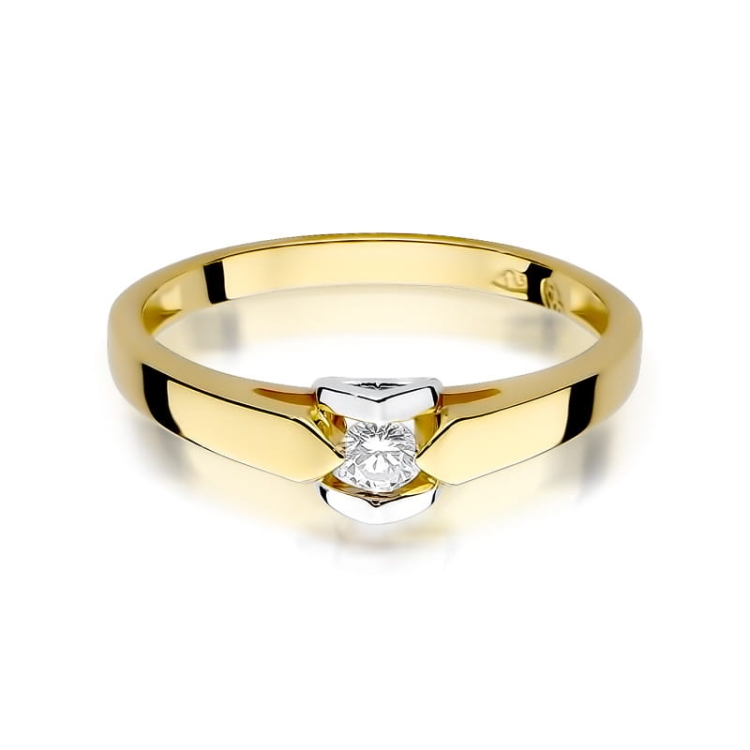 Pierścionek zaręczynowy z żółtego złota z diamentem 0,09ct Fire Of Love BW-320-0,09ct