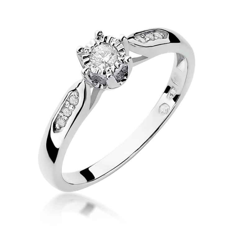 Pierścionek zaręczynowy z białego złota z diamentami 0,11ct Fire Of Love BW-328-b