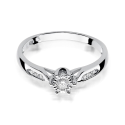 Pierścionek zaręczynowy z białego złota z diamentami 0,11ct Fire Of Love BW-328-b