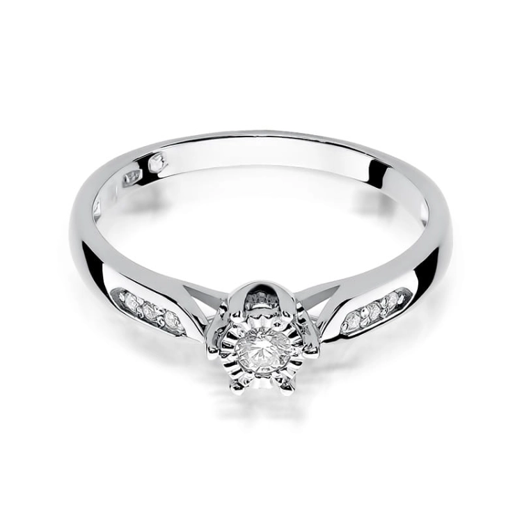 Pierścionek zaręczynowy z białego złota z diamentami 0,11ct Fire Of Love BW-328-b