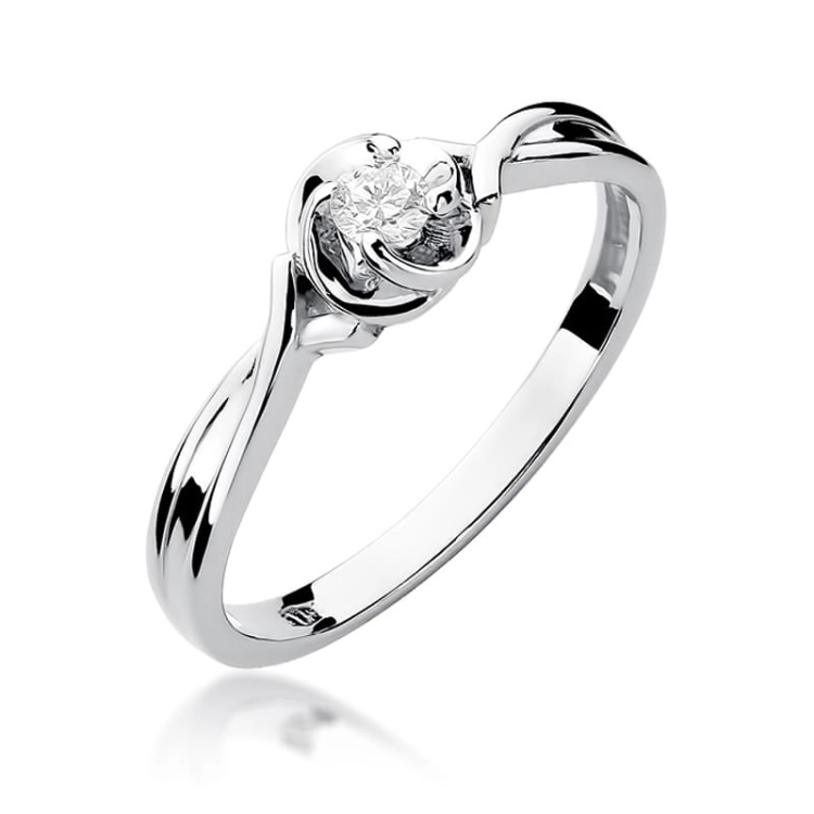 Pierścionek zaręczynowy z białego złota z diamentem 0,10ct Fire Of Love BW-329-b