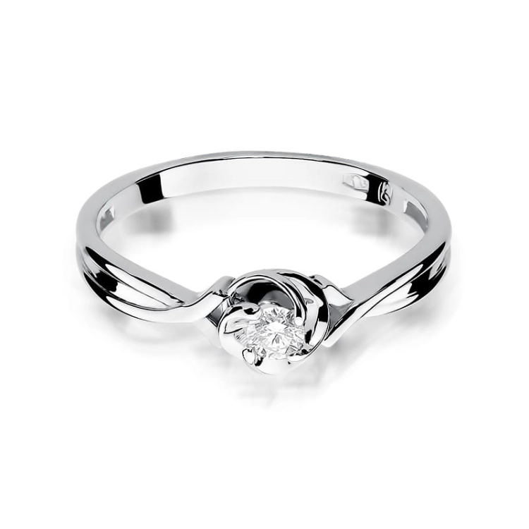Pierścionek zaręczynowy z białego złota z diamentem 0,10ct Fire Of Love BW-329-b