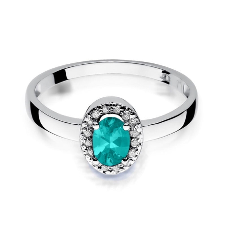 Przejdź do produktu Pierścionek zaręczynowy z białego złota z szmaragdem i diamentami 0,08ct Fire Of Love 