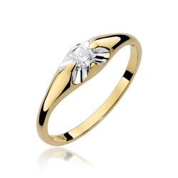 Pierścionek zaręczynowy z żółtego złota z diamentem 0,10ct Fire Of Love BW-331