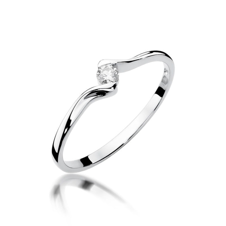 Pierścionek zaręczynowy z białego złota z diamentem 0,09ct Fire Of Love BW-332-b