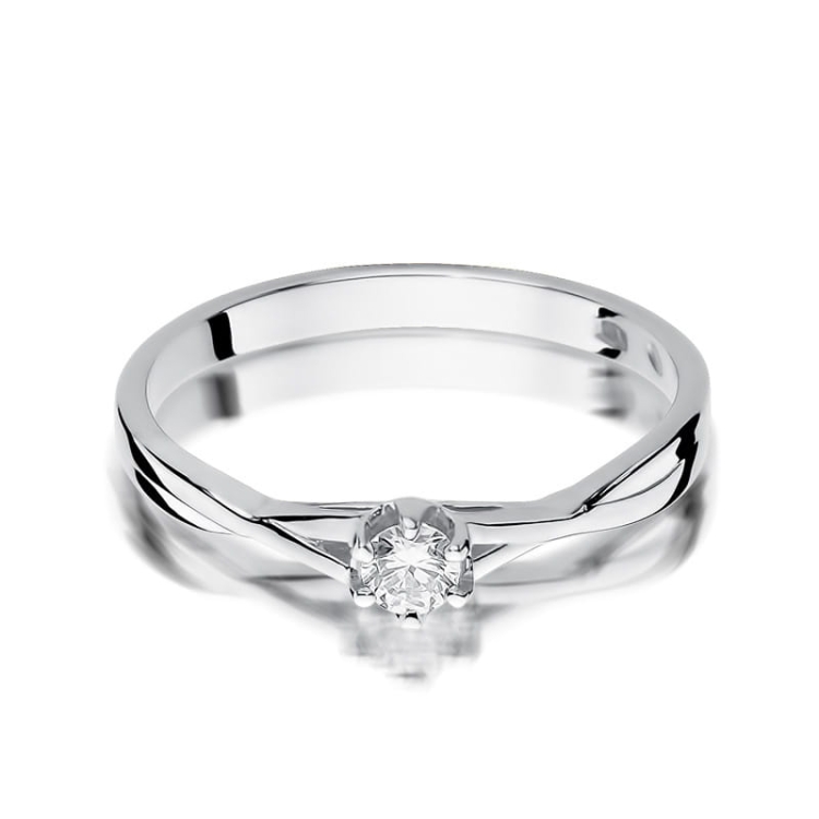 Pierścionek zaręczynowy z białego złota z diamentem 0,12ct Fire Of Love BW-340-0,12ct-b