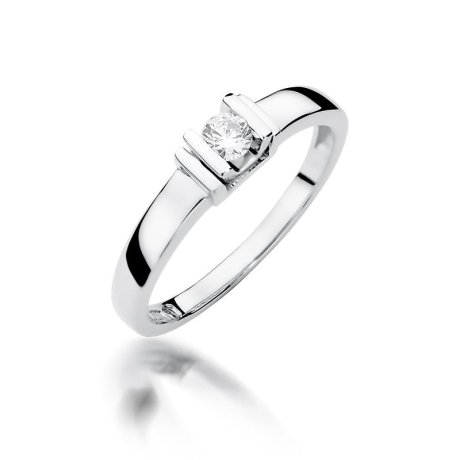 Przejdź do produktu Pierścionek zaręczynowy z białego złota z diamentem 0,10ct Fire Of Love 
