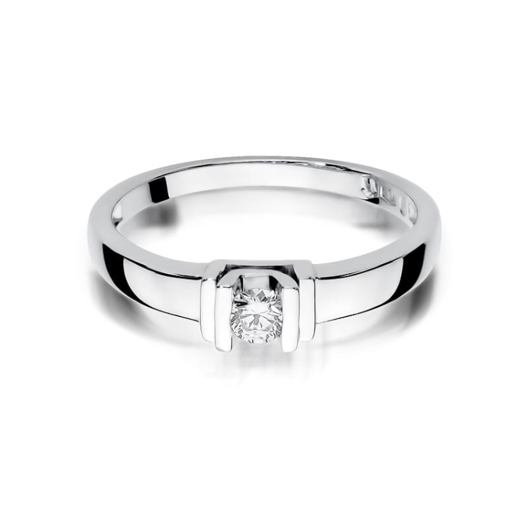 Pierścionek zaręczynowy z białego złota z diamentem 0,10ct Fire Of Love BW-343-b