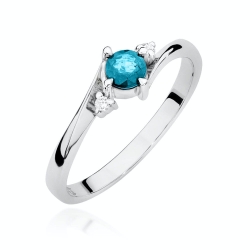 Pierścionek zaręczynowy z białego złota z topazem i diamentami 0,03ct Fire Of Love BW-346-topaz-b