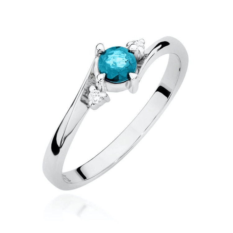 Pierścionek zaręczynowy z białego złota z topazem i diamentami 0,03ct Fire Of Love BW-346-topaz-b