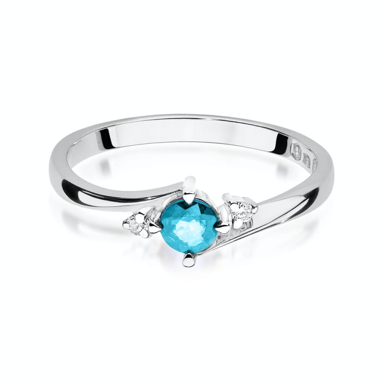 Pierścionek zaręczynowy z białego złota z topazem i diamentami 0,03ct Fire Of Love BW-346-topaz-b