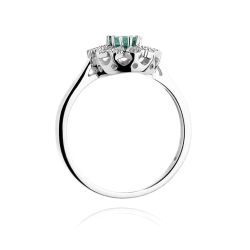 Pierścionek zaręczynowy z białego złota z szmaragdem i diamentami 0,10ct Fire Of Love BW-354-szmaragd-b