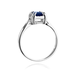 Pierścionek zaręczynowy z białego złota z szafirem i diamentami 0,06ct Fire Of Love BW-358-b