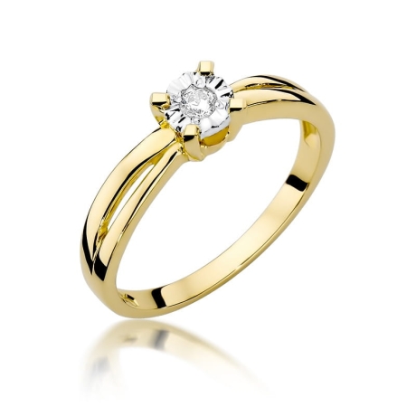 Przejdź do produktu Pierścionek zaręczynowy z żółtego złota z diamentem 0,08ct Fire Of Love
