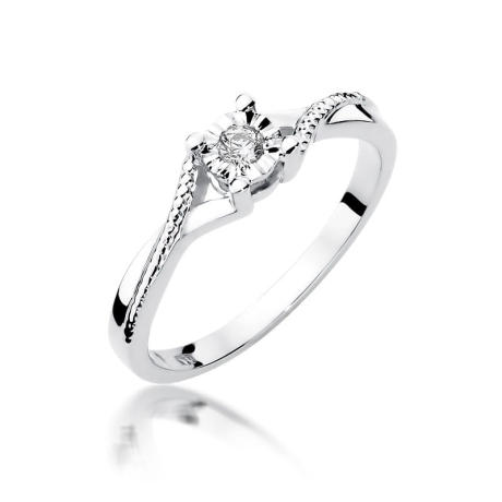 Przejdź do produktu Pierścionek zaręczynowy z białego złota z diamentem 0,08ct Fire Of Love 