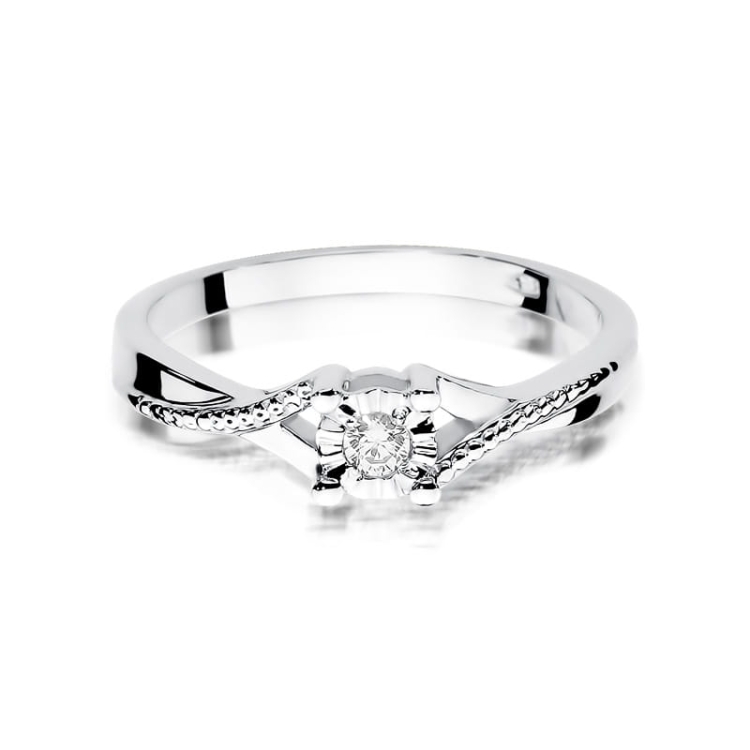 Pierścionek zaręczynowy z białego złota z diamentem 0,08ct Fire Of Love BW-361-b