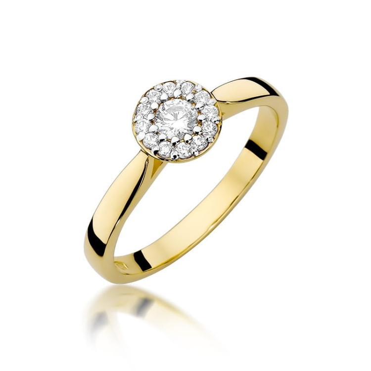 Pierścionek zaręczynowy z żółtego złota z diamentami 0,22ct Fire Of Love BW-362