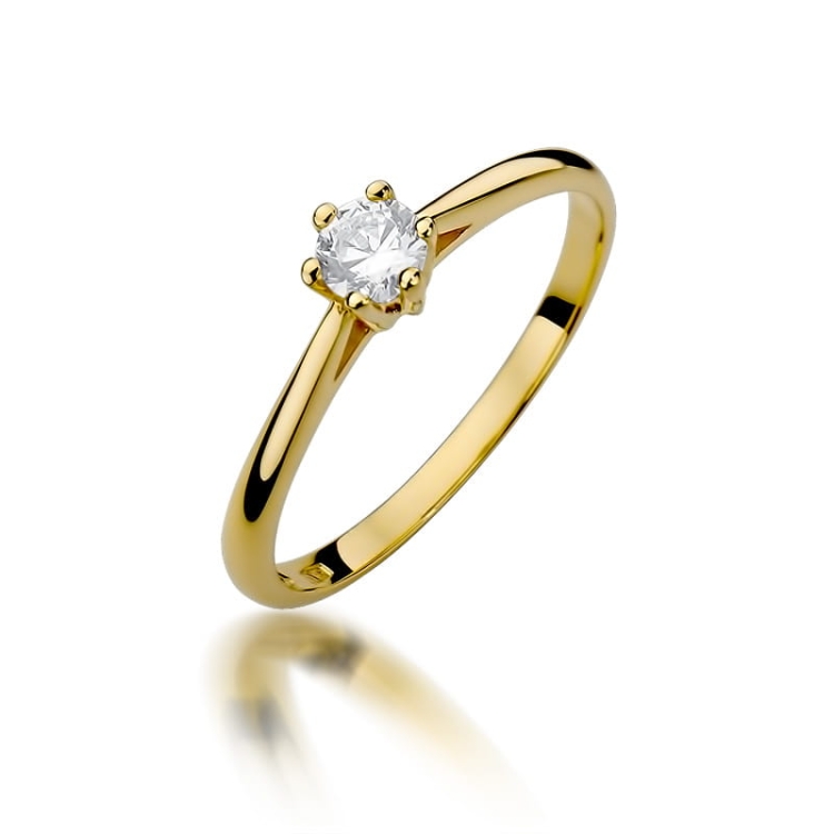 Pierścionek zaręczynowy z żółtego złota z diamentem 0,15ct Fire Of Love BW-365