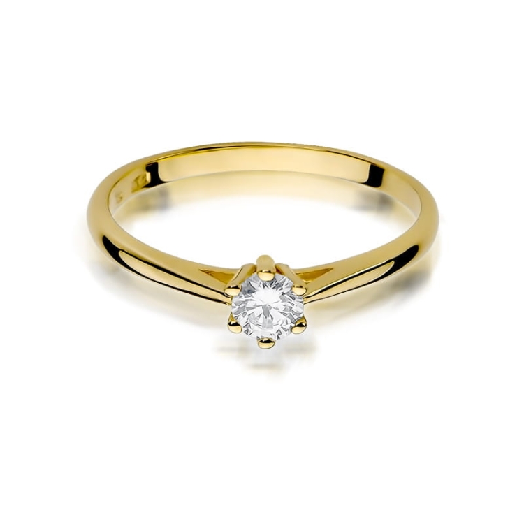 Pierścionek zaręczynowy z żółtego złota z diamentem 0,15ct Fire Of Love BW-365