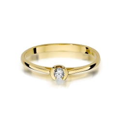 Pierścionek zaręczynowy z żółtego złota z diamentem 0,09ct Fire Of Love BW-370