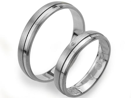 Obrączki ślubne z białego złota półokrągłe z cyrkonią 4mm Always A024-b