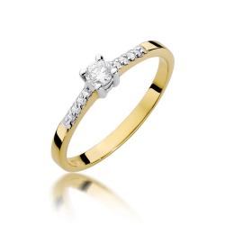 Pierścionek zaręczynowy z żółtego złota z diamentami 0,22ct Fire Of Love BW-382