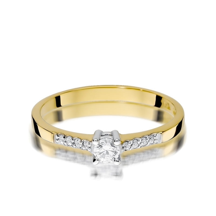 Pierścionek zaręczynowy z żółtego złota z diamentami 0,22ct Fire Of Love BW-382